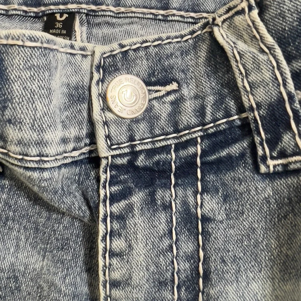 True Religion Jeans Ricky Big T‎ Flap Straight Men's 32x34 Light Wash Blue Denim